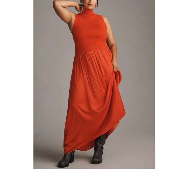 sleeveless sweater twofer maxi dress Anthropologie The Thea Sleeveless Twofer Maxi Dress In Adventurine - 18% Off